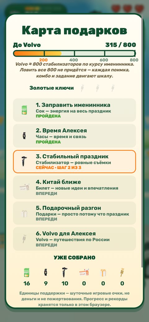 Карта подарков в игре